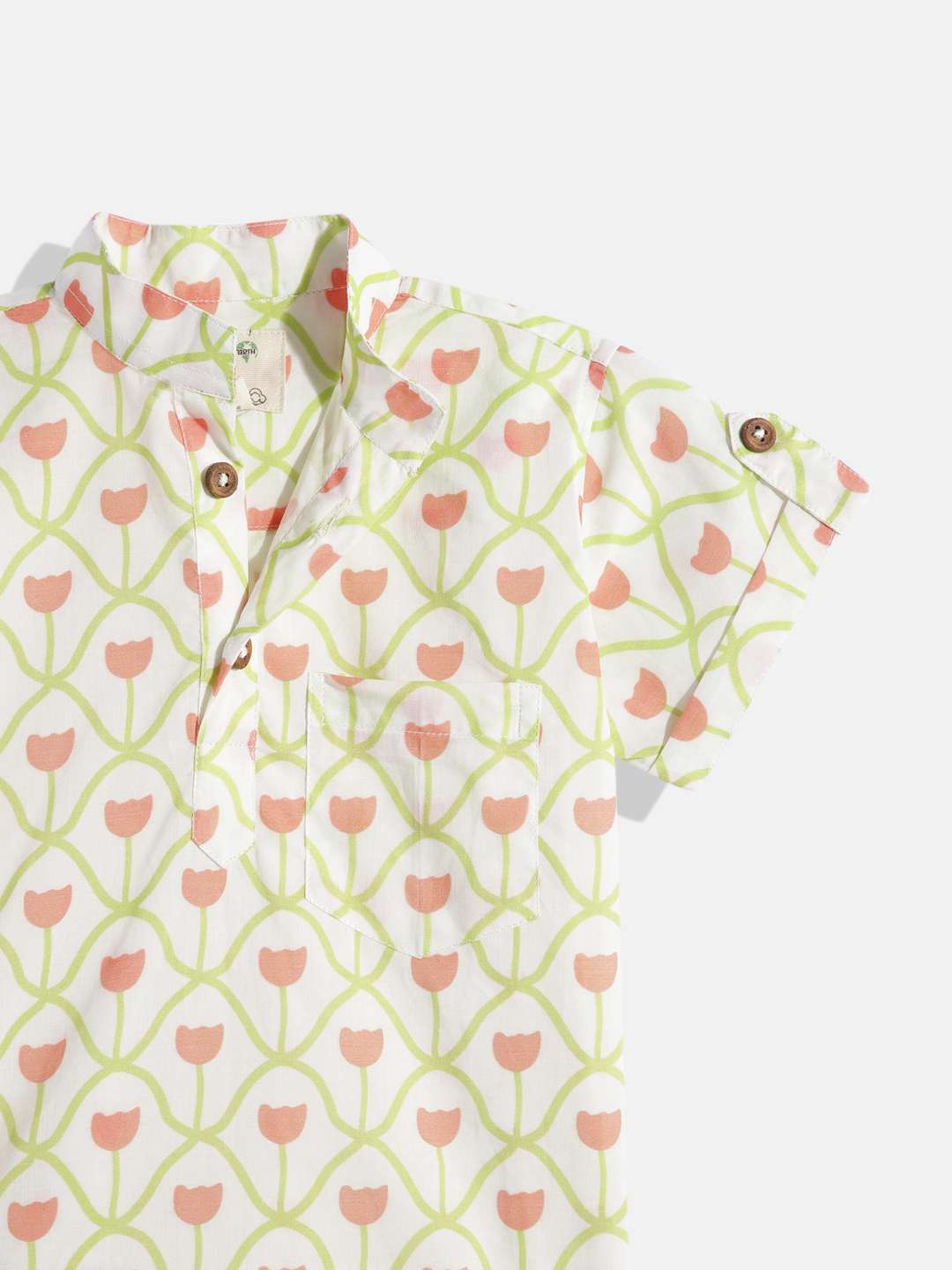White- Orange Premium Quality Casual Wear Shirt For Boys - Image 3